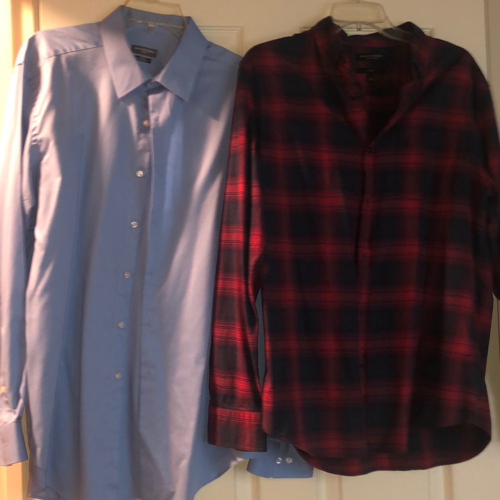 2 piece men’s Van Heusen Flex Fit + Banana Republic Luxe Flannel Dress shirts